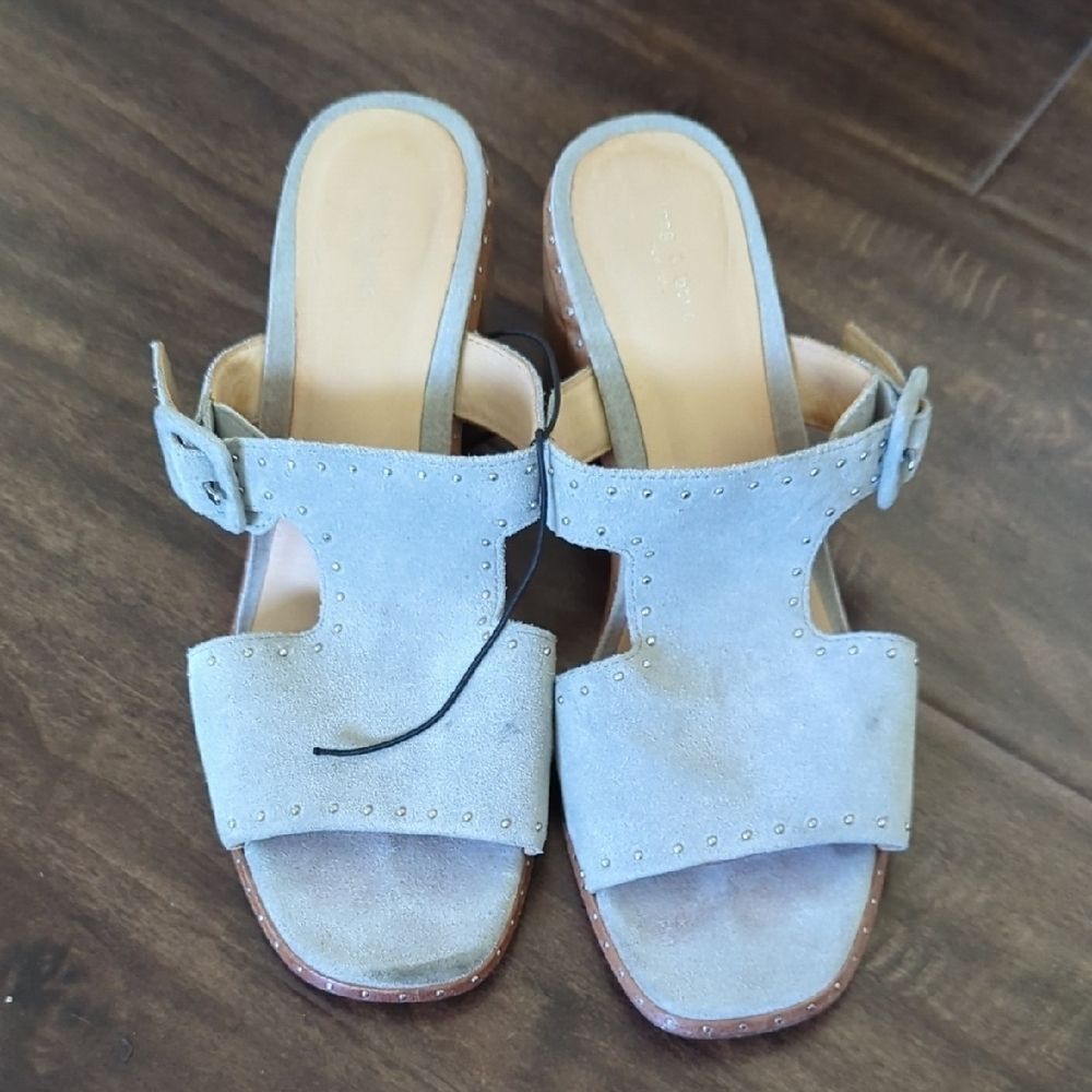 Rag & Bone Baby Blue Suede Leather Block Heel Sandals Size 7.5